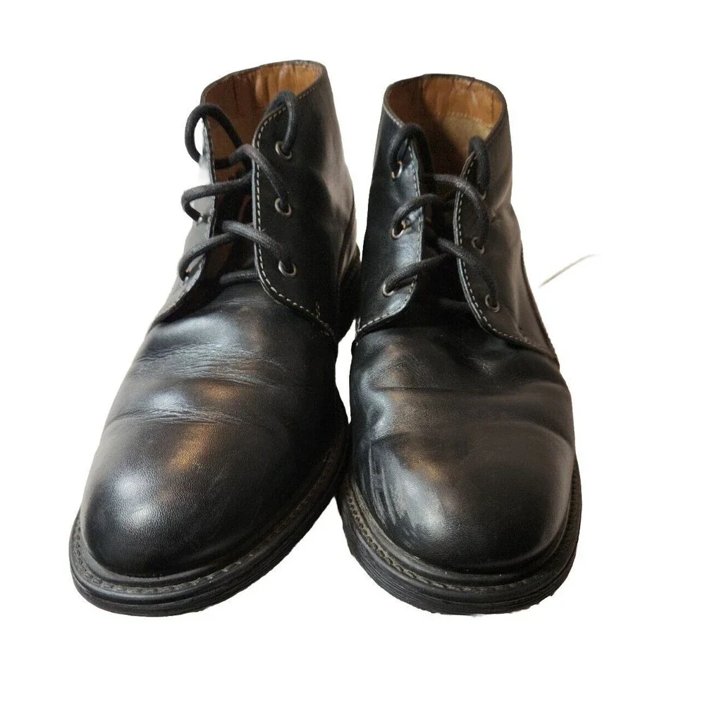 BOSTONIAN Boot Mens 9 Leather Brently Style Chukka Low‎ Shoe BLACK $120 MSRP